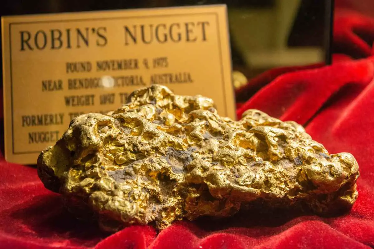 A large nugget of gold on display at the Golden Nugget Casino in Las Vegas
