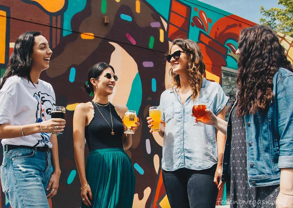 Group of women drinking on the street in las vegas