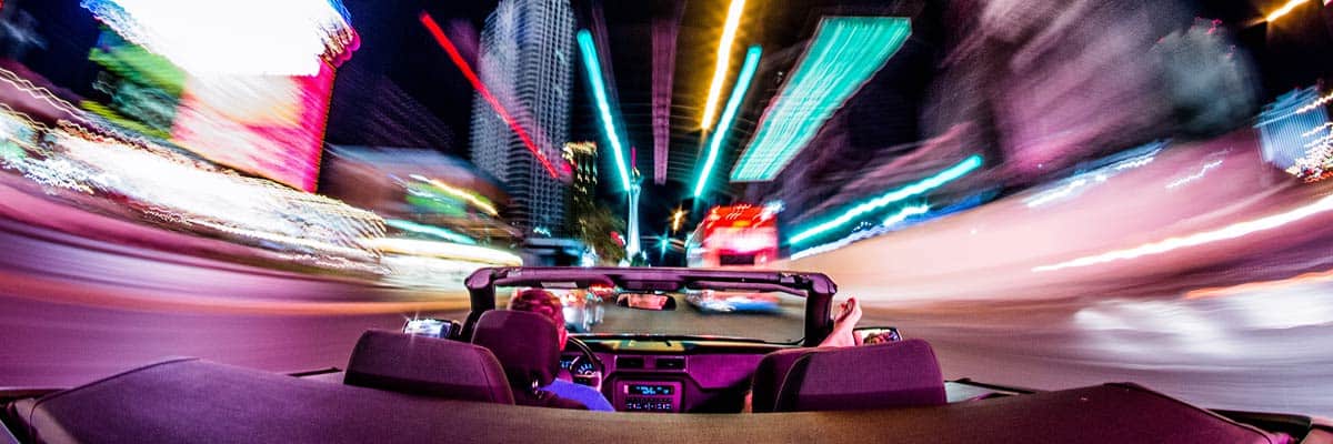Driving down the Las Vegas Strip at Night