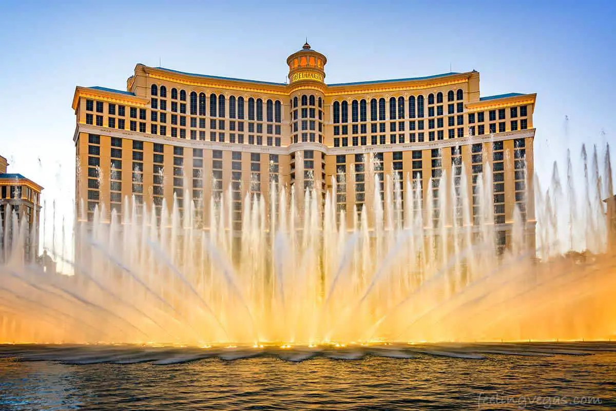 Bellagio Fountain in front of Bellagio Hotel and Casino