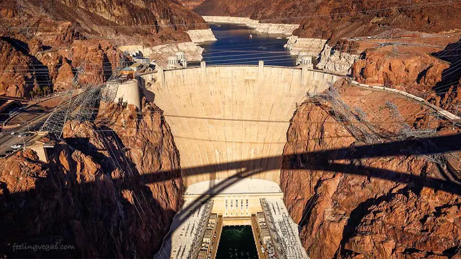 view of hoover dam from memorial bridge