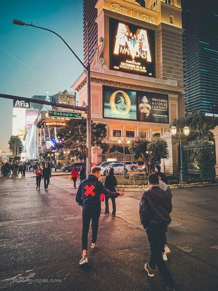 Tourists walking on the Las Vegas Strip.