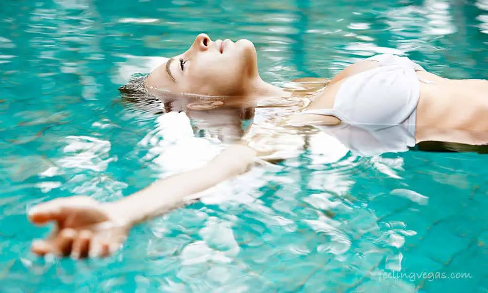 Woman floating in a spa pool in Las Vegas