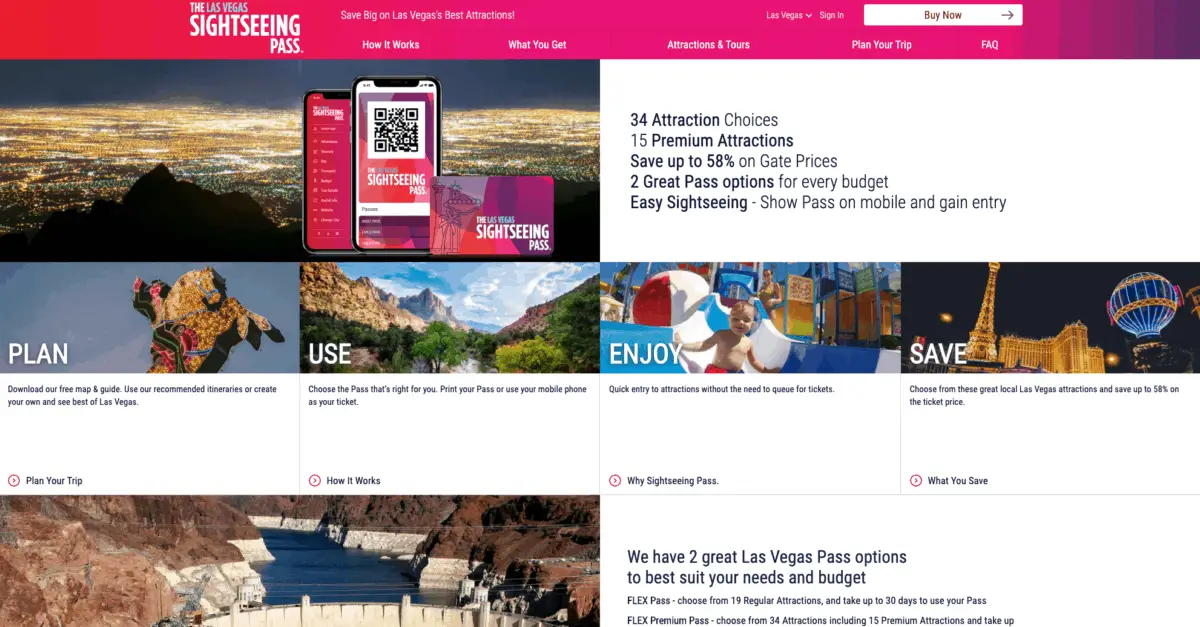 Las Vegas' Sightseeing Pass Website