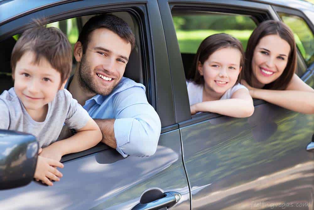 Family of four in a car