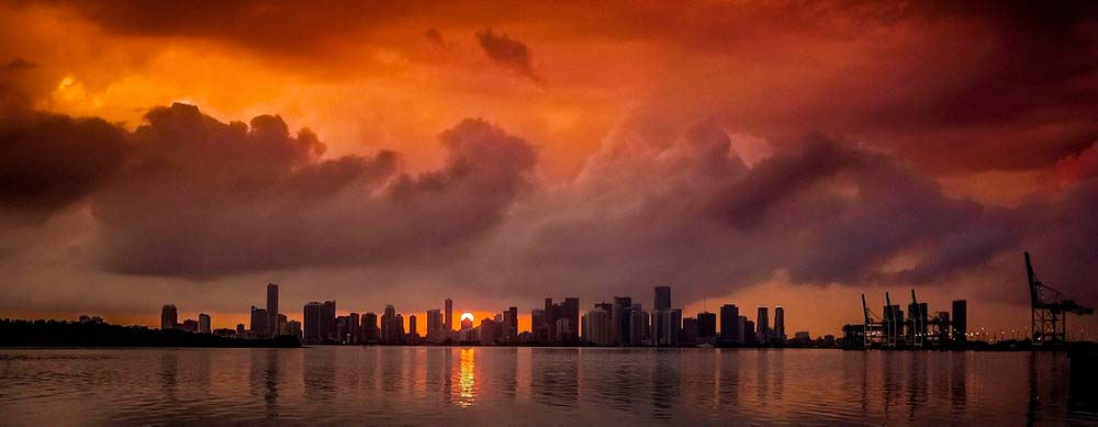 Miami downtown skyline at sunset