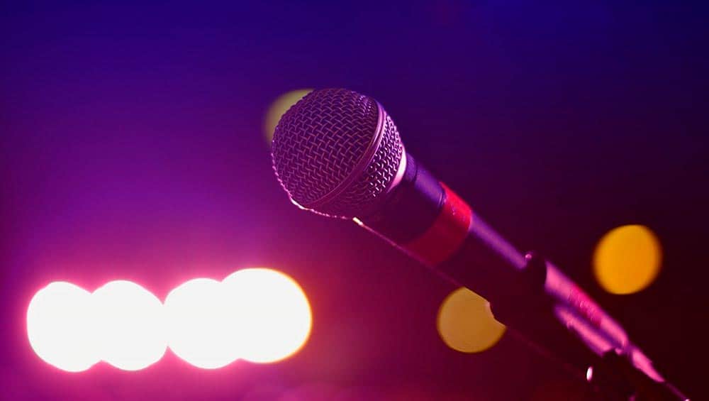 karaoke microphone on stage