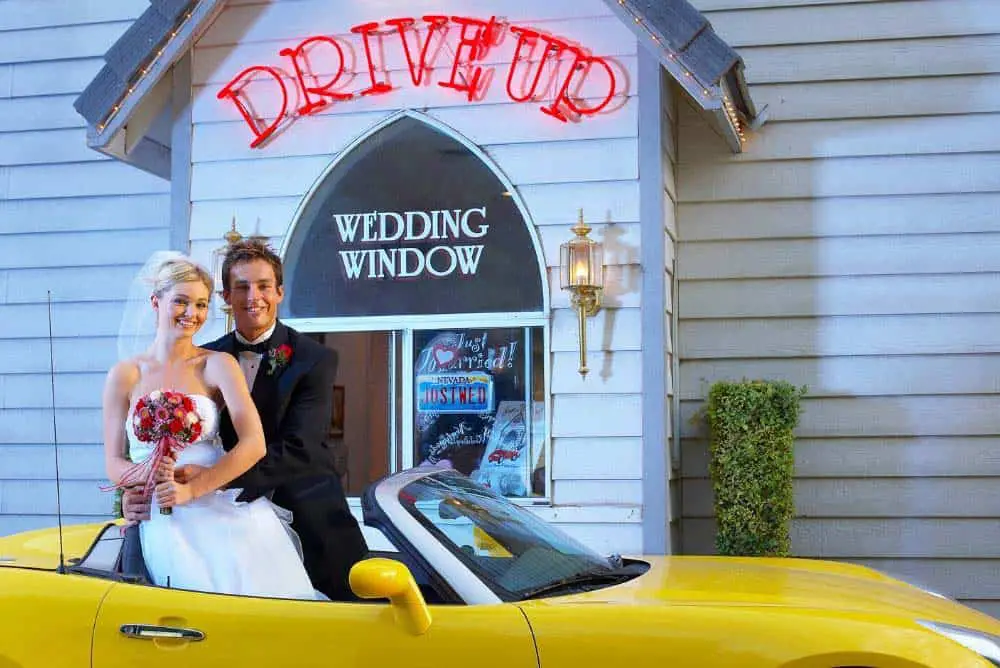 Are Las Vegas weddings legal? A drive up wedding in Las Vegas.