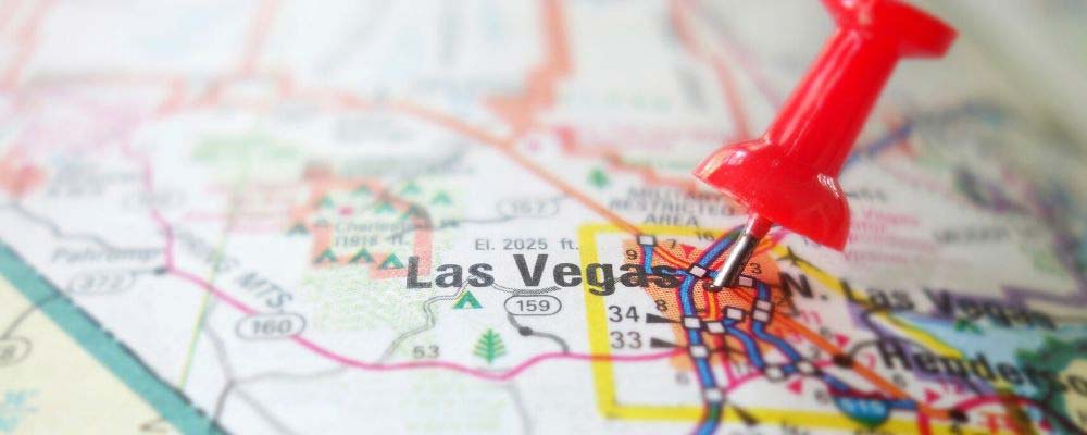 Push pin in map of Las Vegas: Las Vegas hotels resort fee