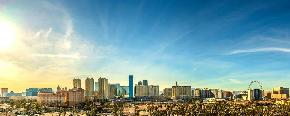 Las Vegas resort fees list: Skyline view of the Las Vegas Strip during the day.