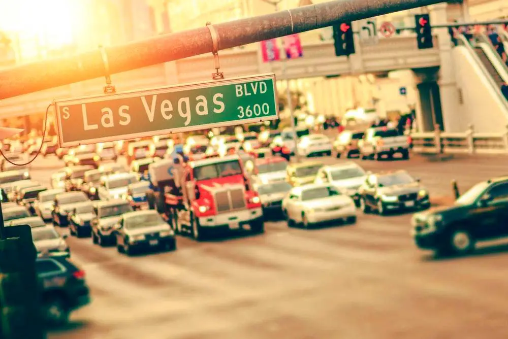 Heavy traffic on the Las Vegas Strip