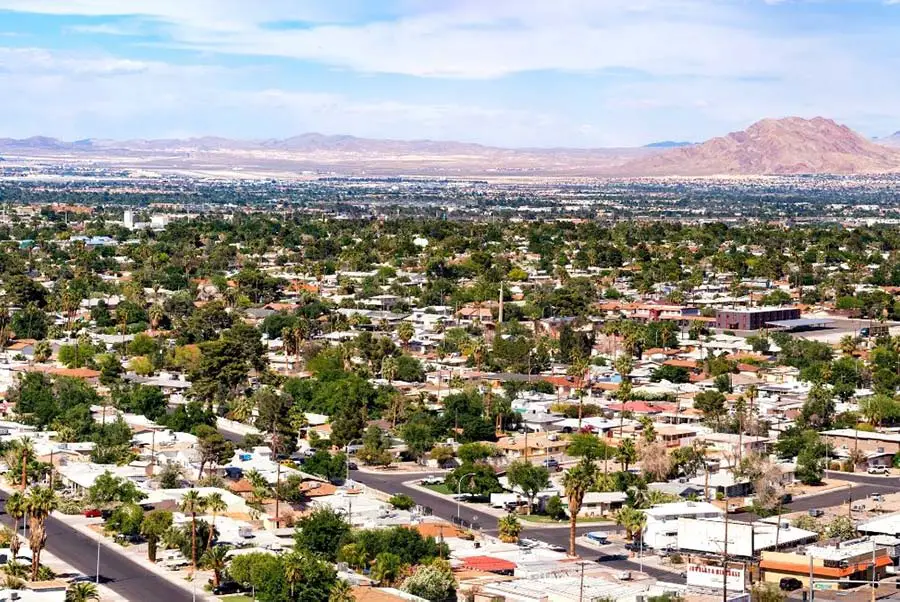 An aerial of a Las Vegas neighborhood.