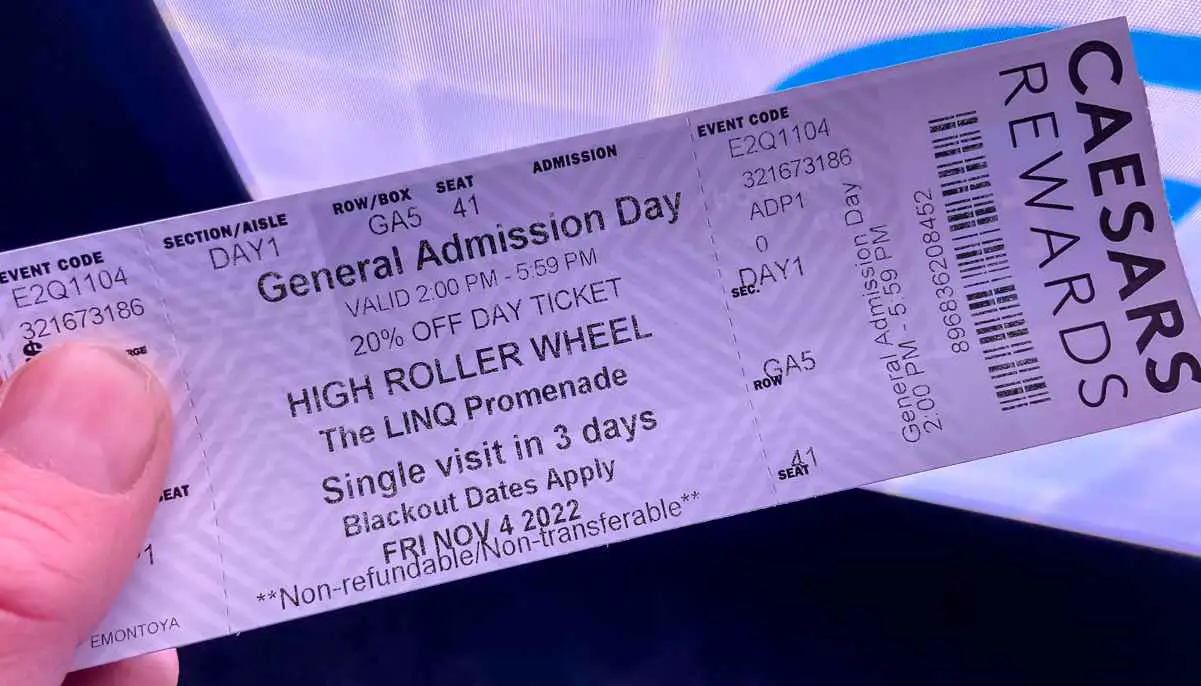 high roller ticket las vegas