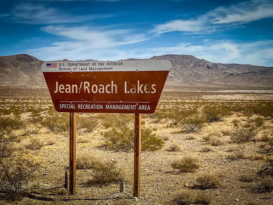 Jean Roach Dry Lake Beds entrance sign.