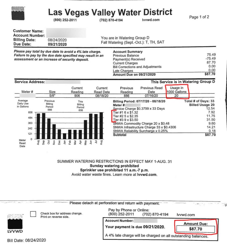 My August Las Vegas water bill.