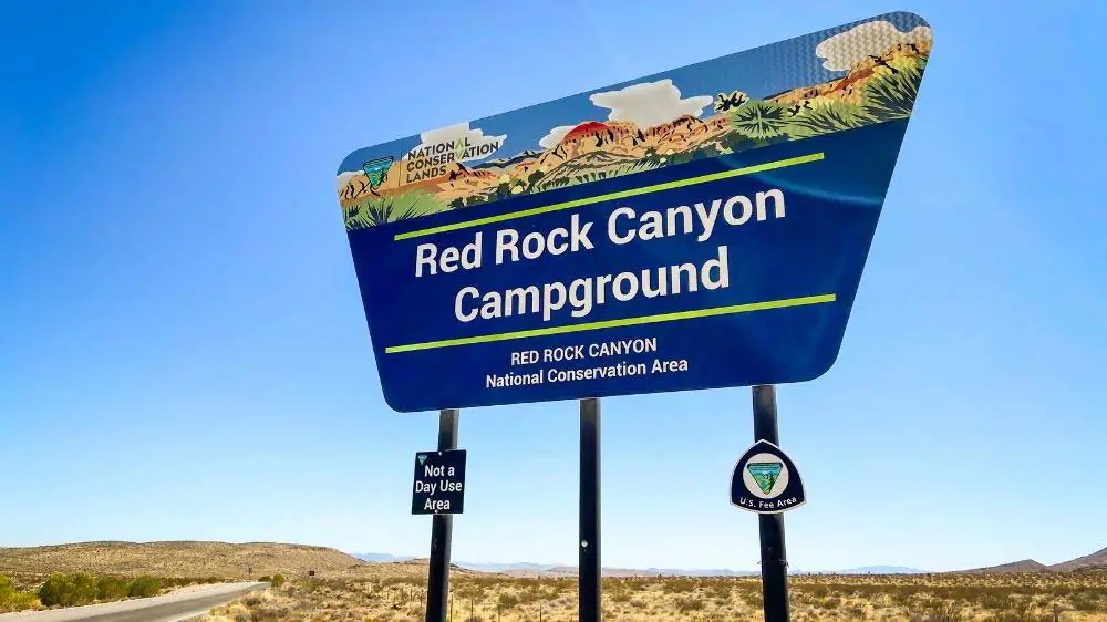 Red Rock Canyon Campground entrance sign.