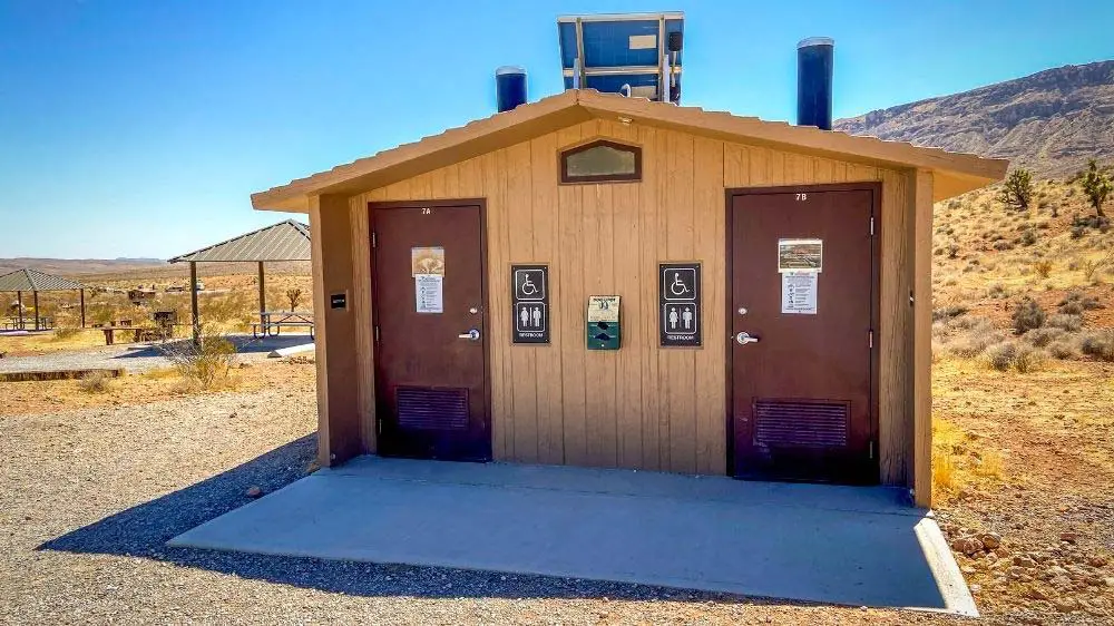 Pit toilets at Red Rock Campground