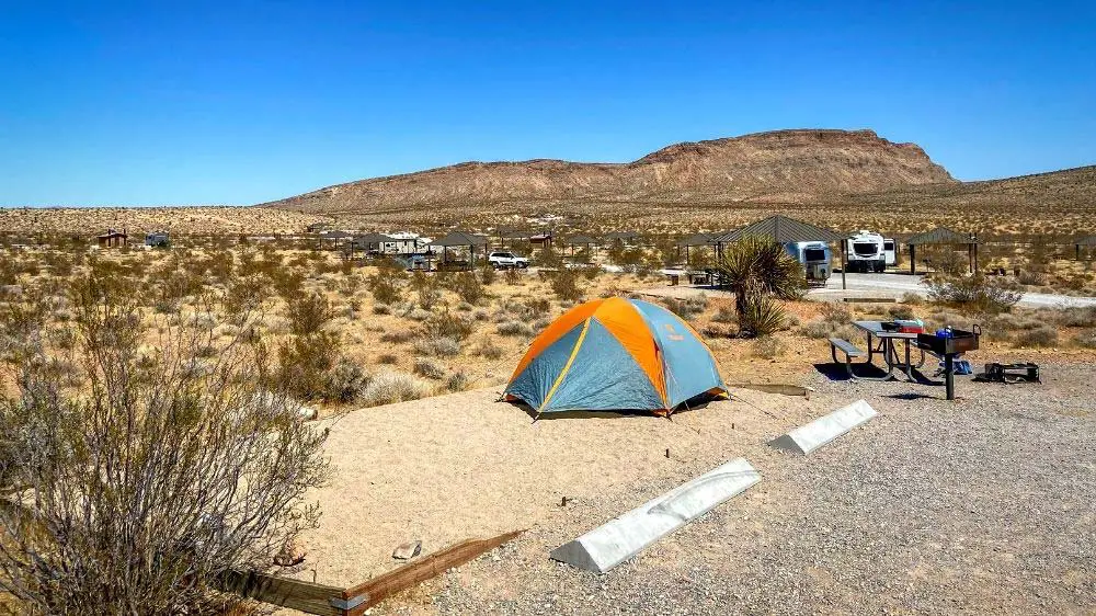 Tent camping at Red Rock Canyon Campground Las Vegas, Nevada