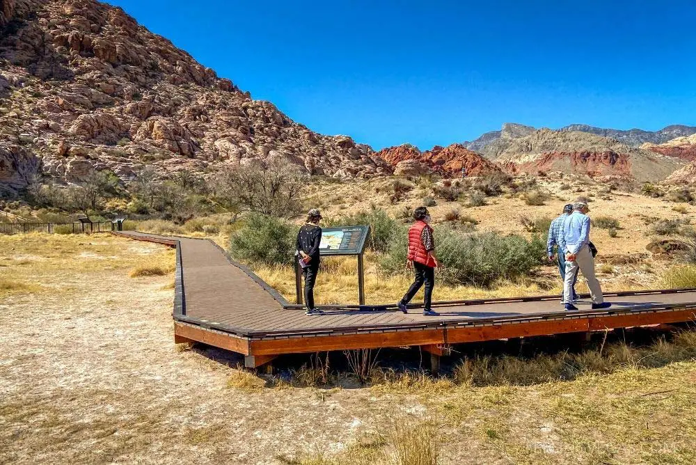 Visitors walking on the Red Spring elevated boardwalk.