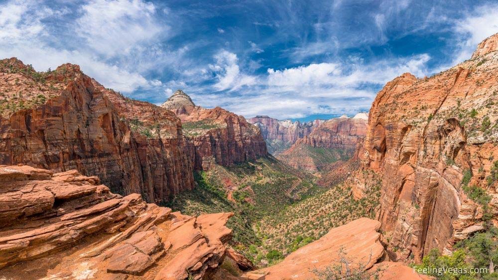 The valley and cliffs of Zion National Park.