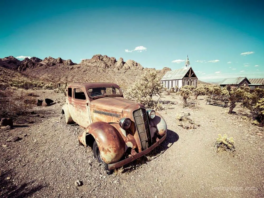 Rusting car in Nelson Ghost Town near Las Vegas, Nevada.