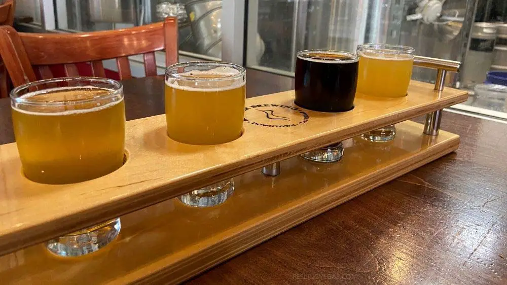 Flight of beer at Banger Brewing.