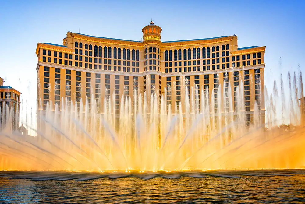 The Bellagio Fountains on the Las Vegas Strip.