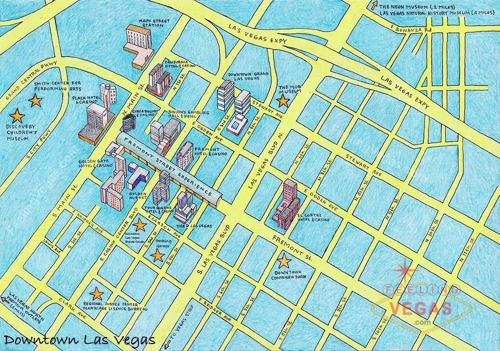 Downtown Las Vegas Parking (Places, Costs & Cheapest Spots) 3 Downtown Las Vegas map: Free printable PDF