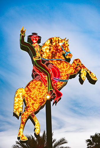 Neon Hacienda Horse and Rider in downtown Las Vegas.