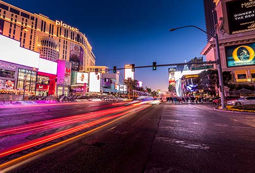 Traffic on the Las Vegas Strip at Night.
