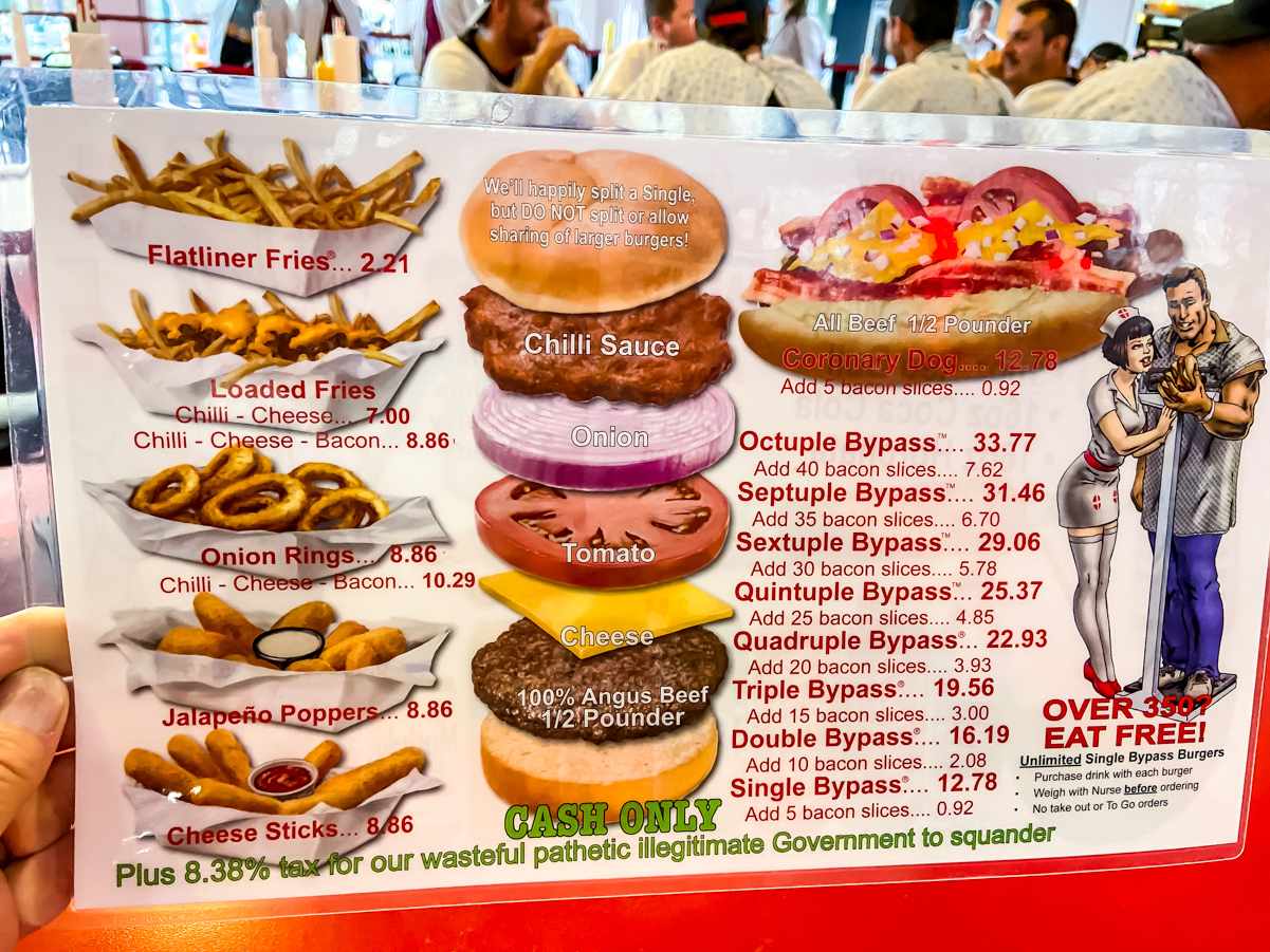 Heart Attack Grill menu page one
