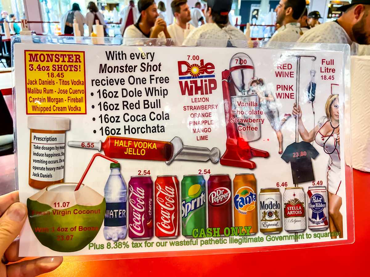 Heart Attack Grill dessert and drink menu 