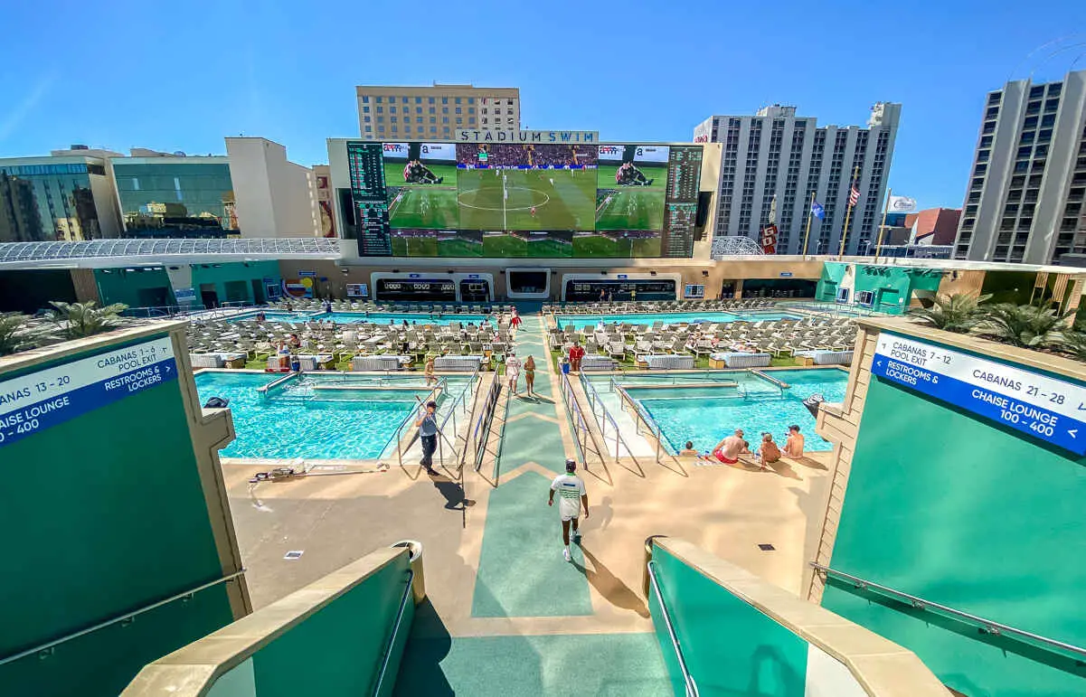 Suntanning at Circa Las Vegas rooftop pool