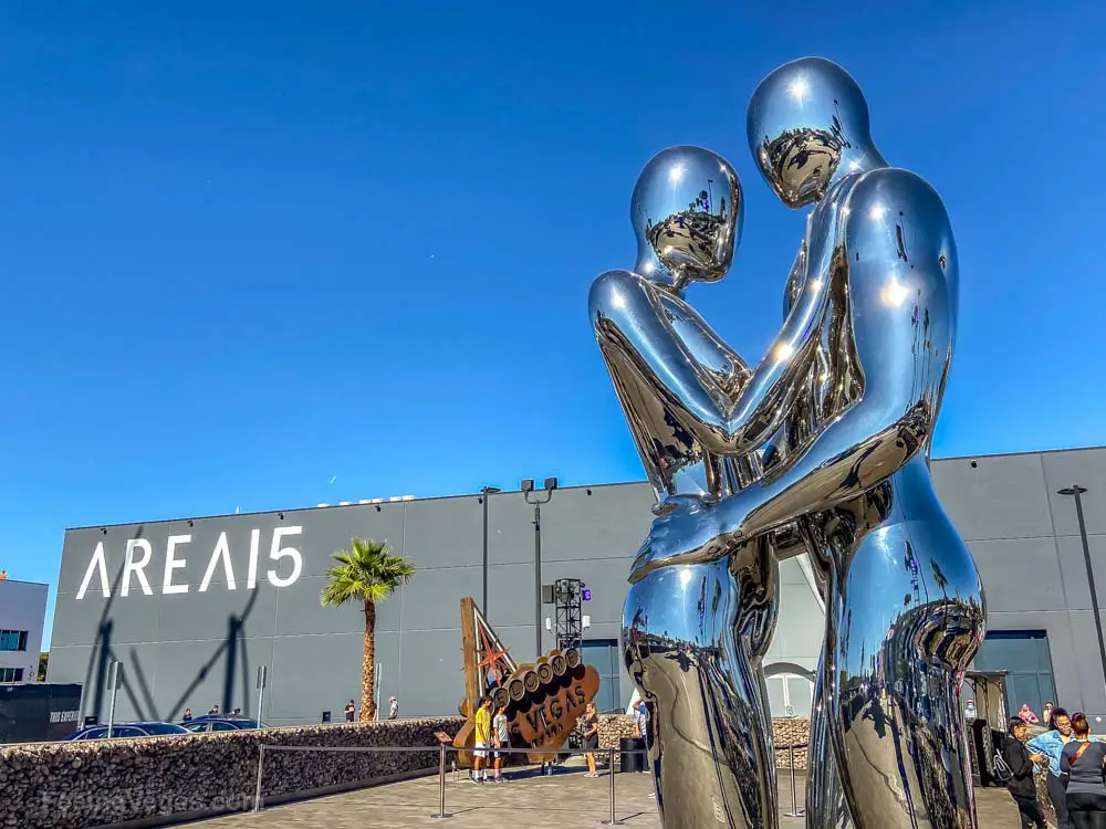 What Is AREA 15 in Las Vegas? (10+ AMAZING Things To See & Do) 8 Artwork outside the entrance to AREA15.