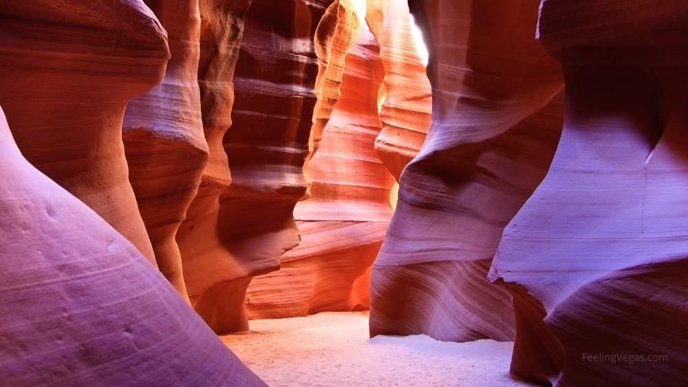 The smooth sandstone walls of Antelope Canyon.