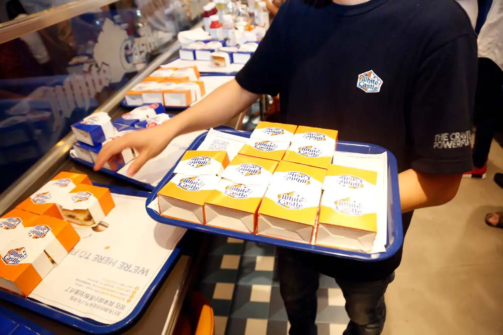 Tray of White Castle sliders in Las Vegas.