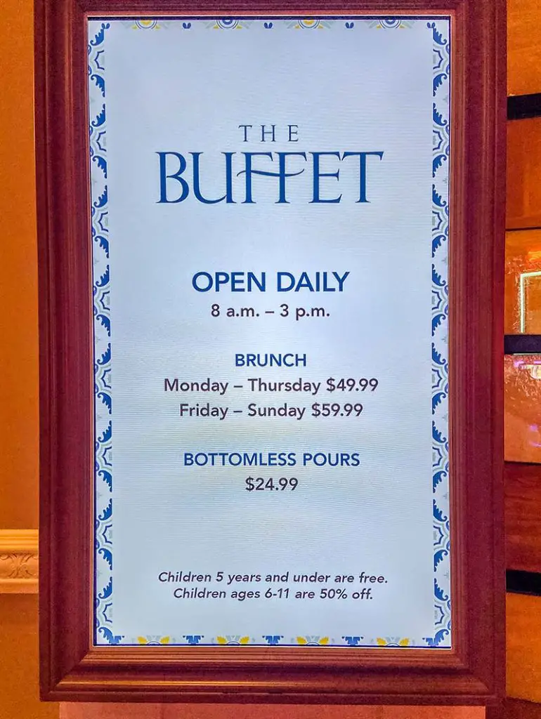 The Buffet at Bellagio hours and cost.