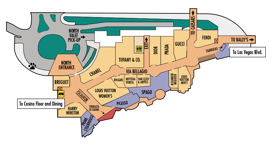 Bellagio Shopping: Map of Via Bellagio Shops