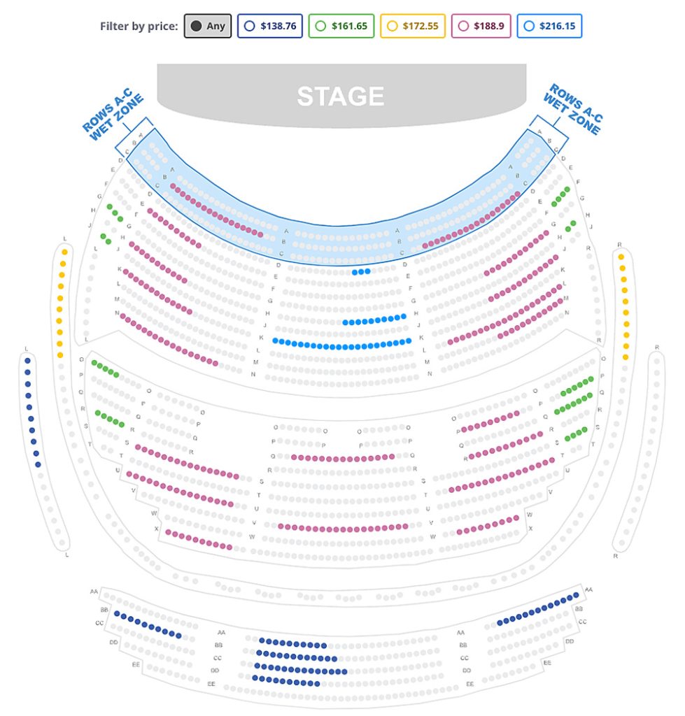 O Theatre Showroom seating chart at Bellagio Las Vegas.