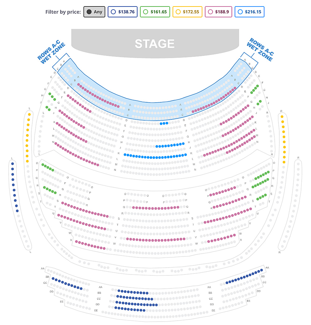 O Theatre Showroom seating chart at Bellagio Las Vegas.