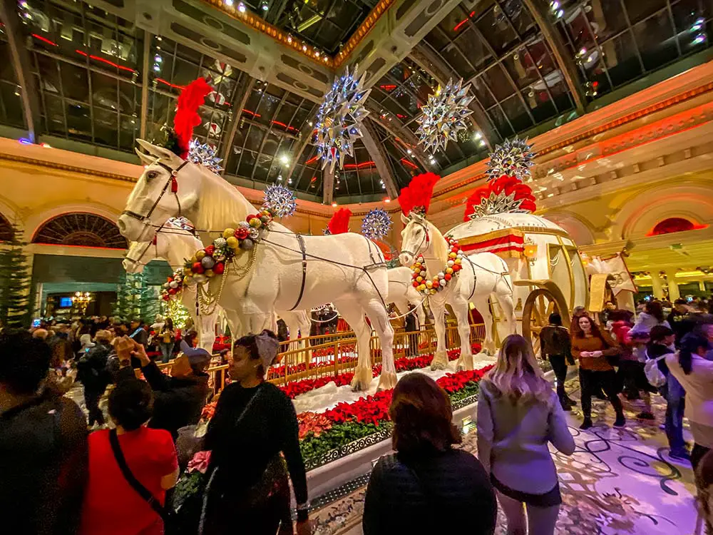 Magnificent winter horses at the Bellagio gardens.