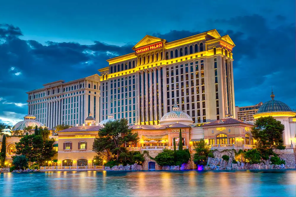 View of Caesars Palace from Las Vegas Blvd. sidewalk