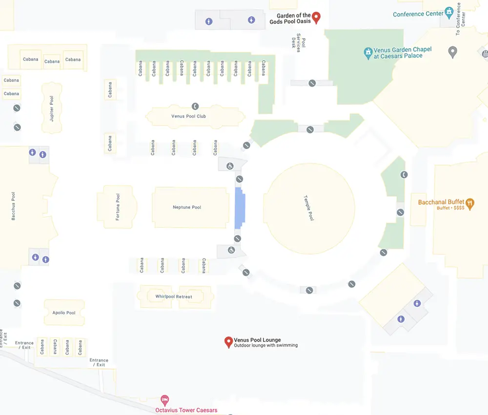 Caesars Palace pool map