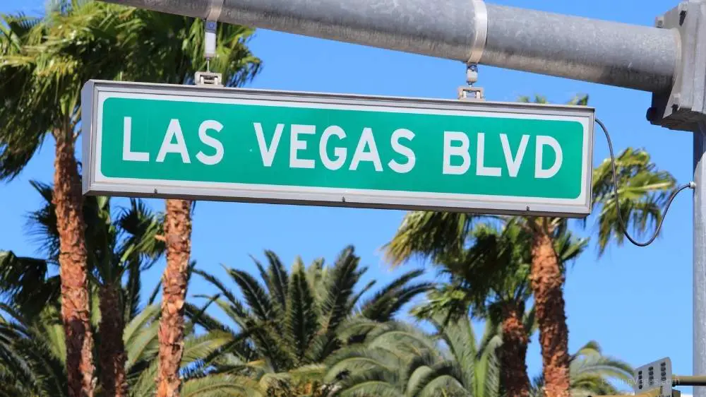 Las Vegas boulevard road sign: ATM fees on the Strip