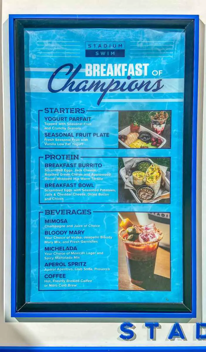 What’s on the Stadium Swim menu