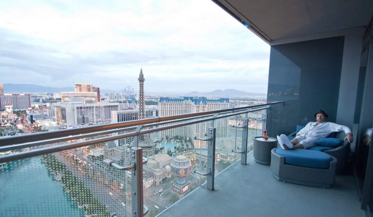 Cosmopolitan balcony: The Cosmo has one of the best balcony views in Las Vegas.