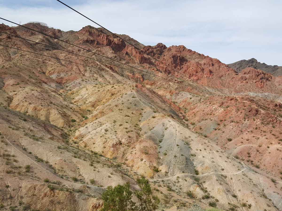 Ziplines stretch across Bootleg Canyon just outside of Las Vegas.