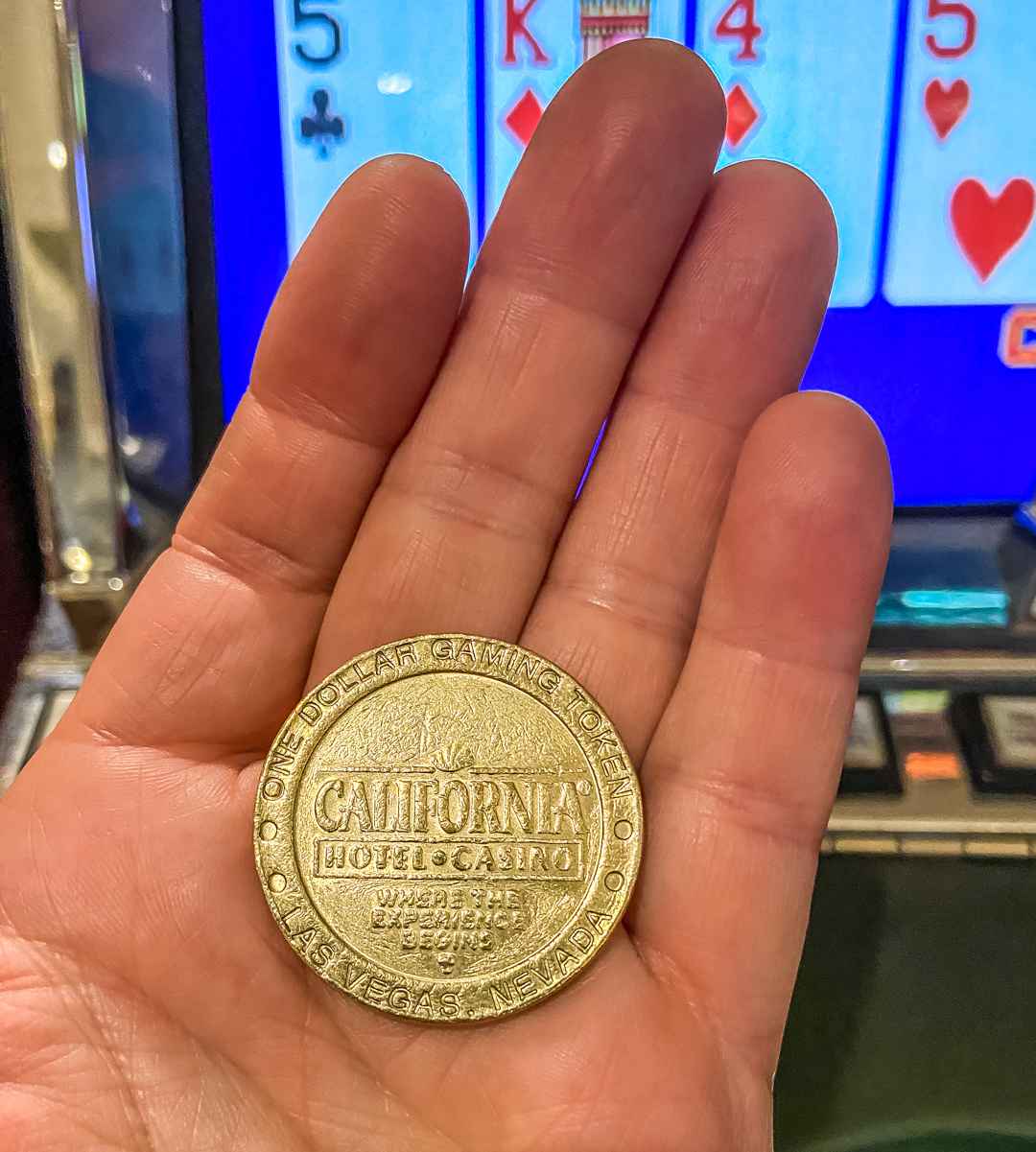 Dollar slot machine coin in Vegas at California Hotel & Casino