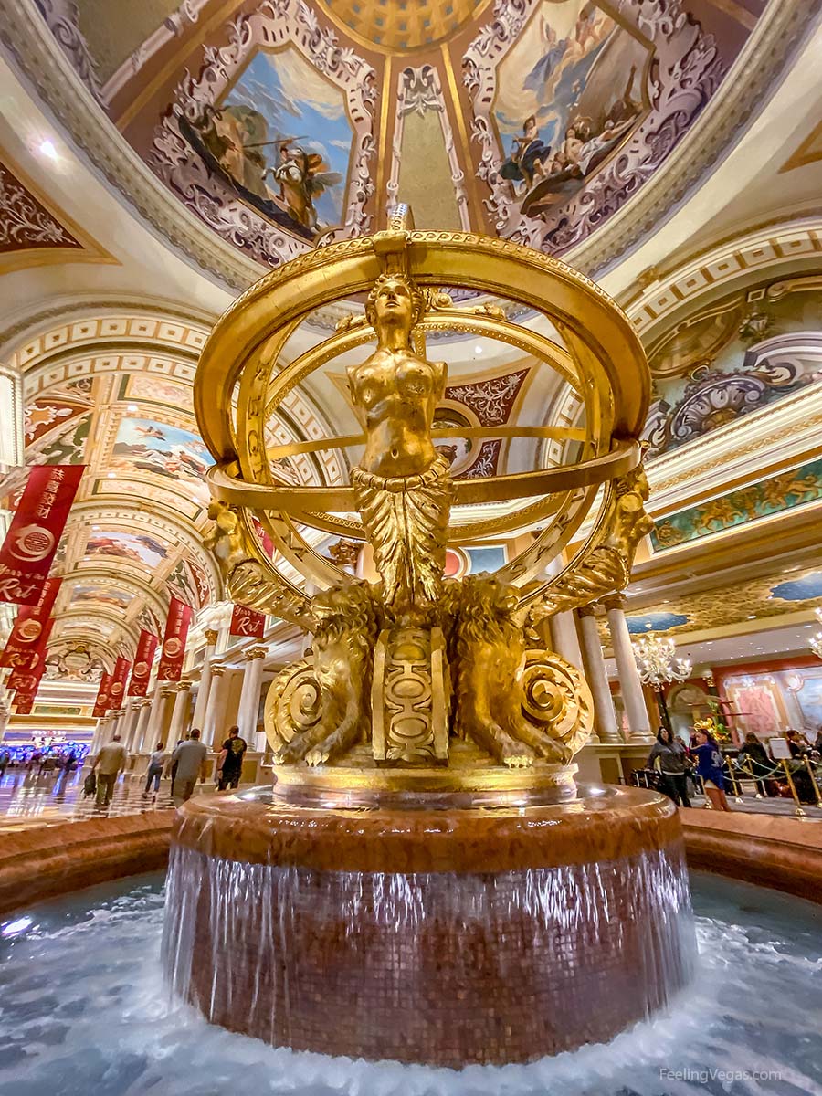 Water fountain near check-in desk at The Venetian.