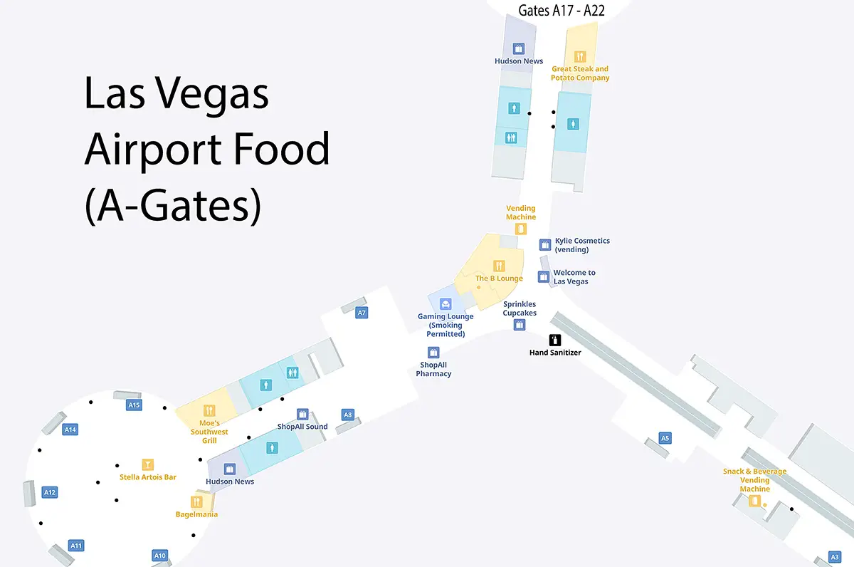 Map of Las Vegas airport food gate A